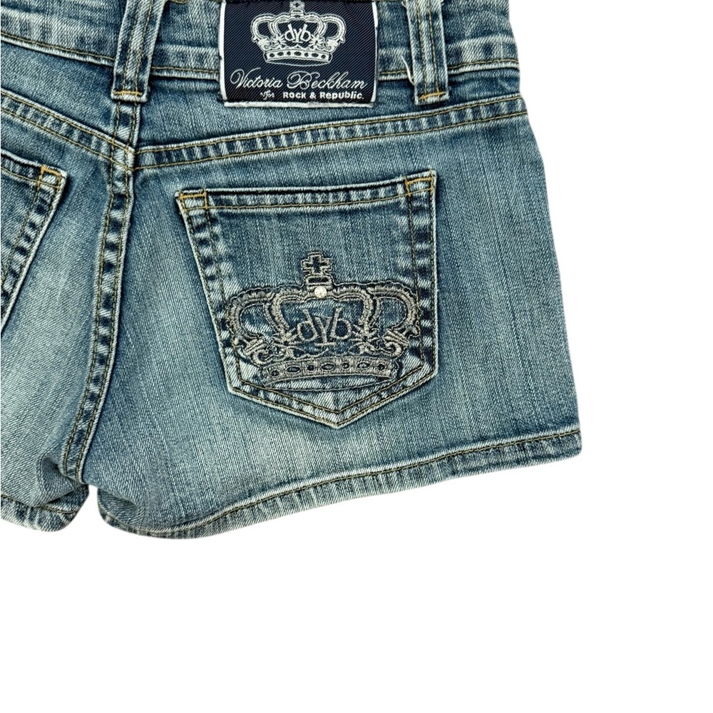 Victoria Beckham x Rock & Republic Y2K Classic Blue Jean Shorts Size 26 - Picture 2 of 5